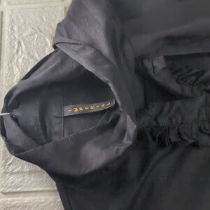 238-Imperial Black Ruffled Blouse with Bow Tie Xs-small‎